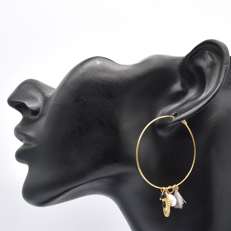 ต่างหูสแตนเลสสตีลสีทองคลาสสิกขัดเงา, โรงงานแปรรูปเครื่องประดับ Ruifanbao ของจีน