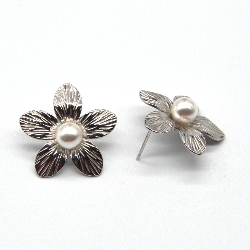 ต่างหูมุกแต่งงานสตรีดอกไม้ของผู้หญิงต่างหูสแตนเลสของขวัญที่ดีที่สุดโรงงานเครื่องประดับ Ruifanbao ประเทศจีน