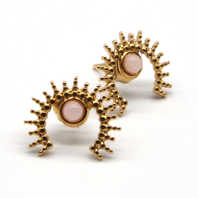 ต่างหูอาเกตเคลือบทองสแตนเลสสตีลต่างหูผู้หญิงทองจีนโรงงานแปรรูปเครื่องประดับ Ruifanbao