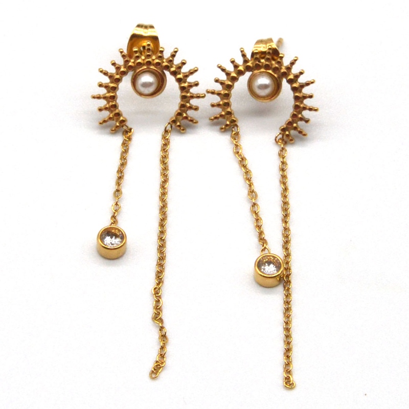 ต่างหูกลมพู่ริบบิ้นชุบสูญญากาศจี้โซ่จี้ต่างหูน่ารักเครื่องประดับจีน Ruifanbao โรงงานแปรรูปเครื่องประดับ