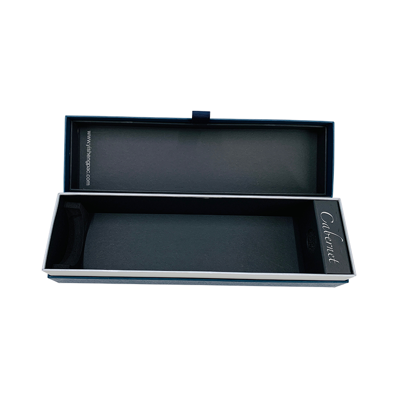 กล่องของขวัญไวน์สีน้ำเงินเข้มกล่องของขวัญแชมเปญหรูหราและสง่างาม