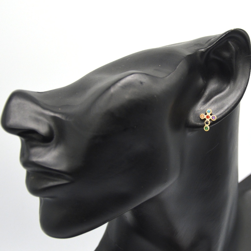 สตรีข้ามลูกบาศก์เซอร์โคเนียมินิพาเว่ข้ามต่างหูจีนโรงงานแปรรูปเครื่องประดับ Ruifanbao