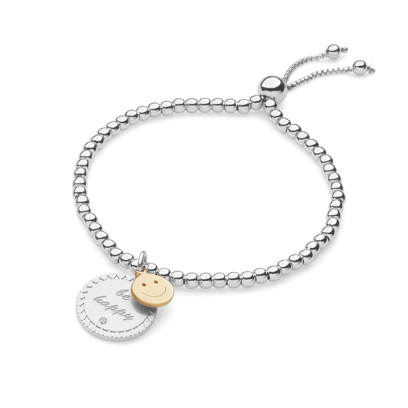 สตรีสไตล์ยุโรปและอเมริกาน่ารักเรียบง่ายใบหน้ายิ้มสร้อยข้อมือสแตนเลสที่สามารถเคลื่อนย้ายได้โรงงานเครื่องประดับ Ruifanbao ประเ...