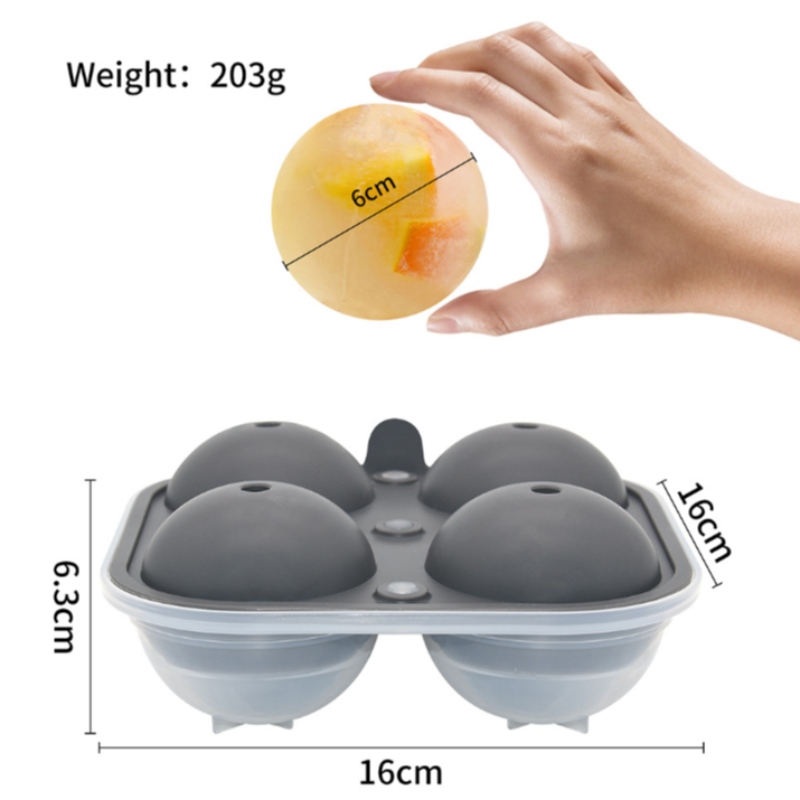 ใหม่ใหญ่สี่ซิลิโคนฮ็อกกี้น้ำแข็งกล่องลูกวิสกี้รอบแม่พิมพ์ทำน้ำแข็งพลาสติก