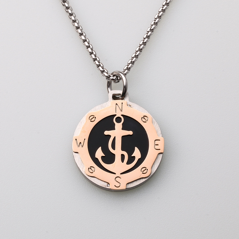 เครื่องประดับสแตนเลสสไตล์อิตาลีหางเสือลมสมอจี้สร้อยคอผู้ชายทำในประเทศจีน