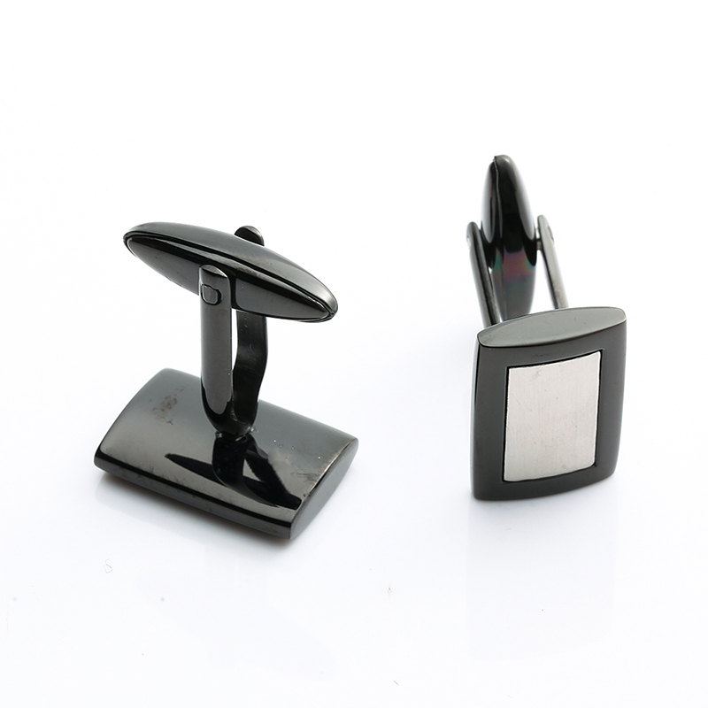 กระดุมข้อมือสแตนเลสสตีลชุบทูโทนสีดำผู้ผลิตเครื่องประดับบุรุษ Cufflinks ของจีน