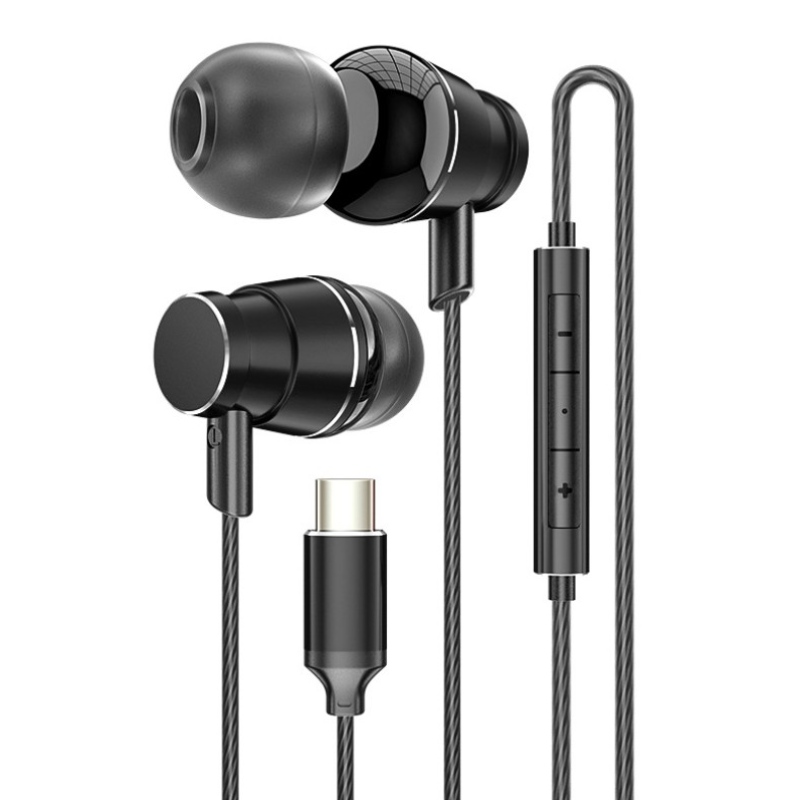 HIFI หูฟังชนิดใส่ในหู Super Stereo Sound หูฟังชนิด C หูฟังแบบมีสายสำหรับ Huawei Xiao Samsung
