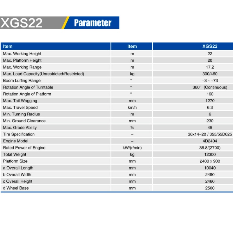 รถกระเช้าบูมยืดไสลด์ XGS22.5