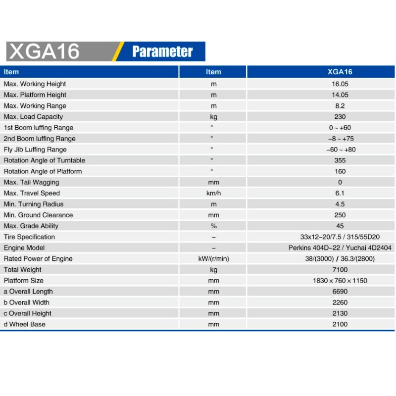 รถยกบูมแบบประกบ XGA16.1