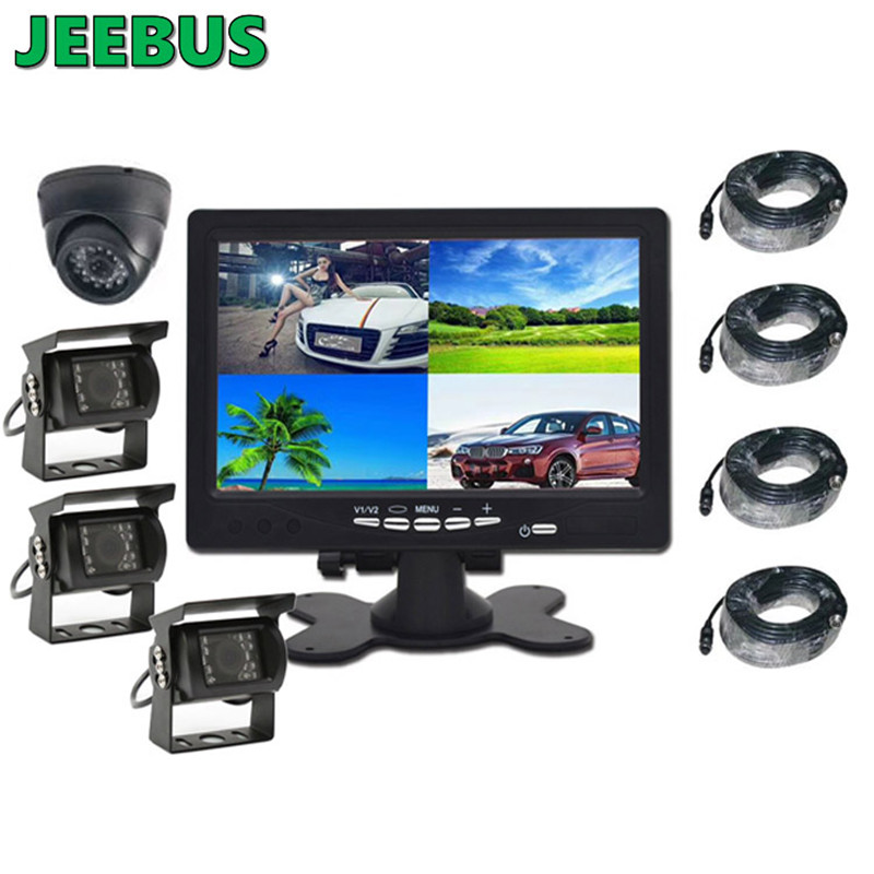 AHD 7inch Wired Quad DVR Monitor System พร้อมกล้องสำหรับรถบรรทุก