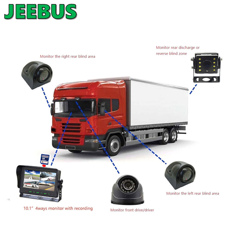 AHD 7inch Wired Quad DVR Monitor System พร้อมกล้องสำหรับรถบรรทุก