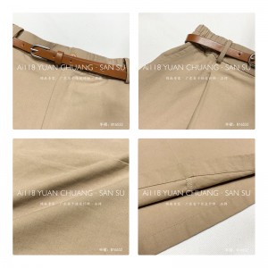 ดีไซน์หลวมสไตล์มินิมอลทรงตรงลำลองผ้าฝ้ายสีทึบและผ้าลินินกระโปรง Midi คัสตอมขนาดใหญ่พิเศษ 16532