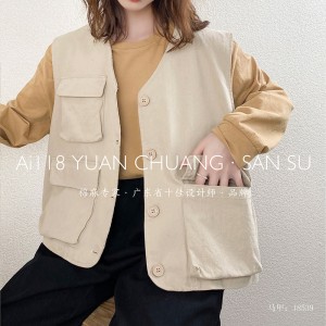 เสื้อกั๊กแฟชั่นสันทนาการเสื้อกั๊กผ้าฝ้ายสีบริสุทธิ์ขนาดใหญ่ที่กำหนดเอง 18539 เสื้อกั๊ก