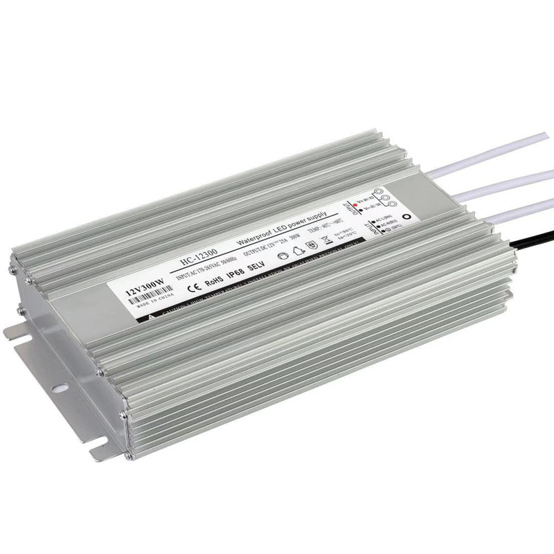 ไฟ LED อลูมิเนียมแหล่งจ่ายไฟแรงดันคงที่กันน้ำ 12v300W แหล่งจ่ายไฟ
