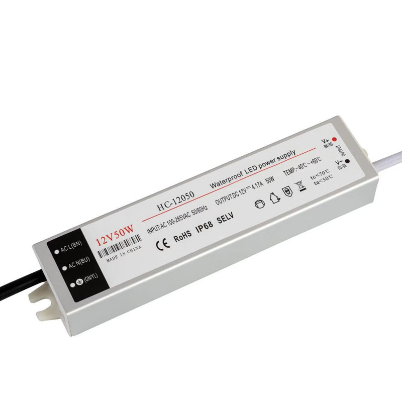 แหล่งจ่ายไฟติดตั้ง 12V 4.16a 50w แรงดันคงที่กันน้ำ LED แหล่งจ่ายไฟในร่มกลางแจ้ง