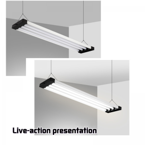 ห้างสรรพสินค้าสำนักงานโคมระย้าโคมระย้าโคมระย้าโคมระย้าโคมไฟเพดานรูปแถบเรียบง่ายพลังงานสูง