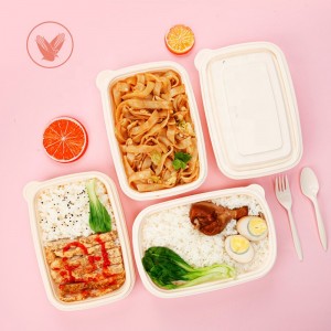 บรรจุภัณฑ์ที่เป็นมิตรกับสิ่งแวดล้อมกล่องบรรจุภัณฑ์อาหารอย่างรวดเร็วสามารถย่อยสลายแป้งข้าวโพดสี่เหลี่ยมบรรจุอาหาร