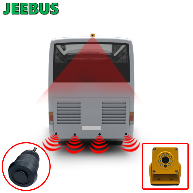 เซ็นเซอร์ตรวจจับเรดาร์ที่จอดรถรถบัส HD 1080p กล้องกลับเข็มขัด 16sensor ตรวจจับจุดบอดดิจิตอลเตือนภัย