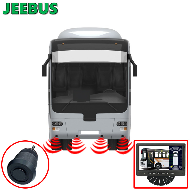 เซ็นเซอร์ตรวจจับเรดาร์ที่จอดรถรถบัส HD 1080p กล้องกลับเข็มขัด 16sensor ตรวจจับจุดบอดดิจิตอลเตือนภัย