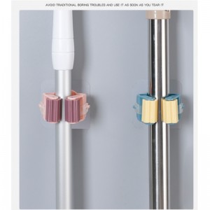 JASON ที่วางไม้กวาดไม้ถูพื้นแบบแบนติดผนังพลาสติกคลิปหนีบไม้ถูพื้นแบบติดผนังแบบใหม่ที่ทรงพลังแบบถอดได้