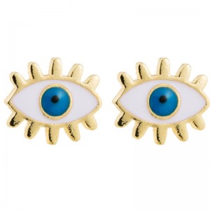 ยุโรปและอเมริกาข้ามชายแดนแฟชั่นสตรีทองแดงหยดง่ายต่างหูปีศาจตาต่างหูญี่ปุ่นต่างหูเกาหลี