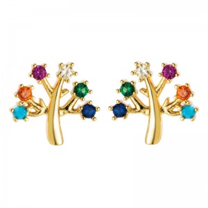 ยุโรปและอเมริกาชุบทองแดงจริงทองไมโครอินแล้ดสีเพทายหูกระดุม, อุปกรณ์ต่างหูส่วนบุคคล, แฟชั่นดอกไม้ดอกไม้สตรีต่างหู