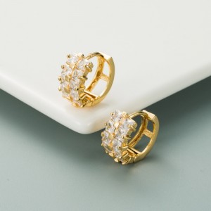 INS สายรุ้งชุดบุคลิกภาพในยุโรปและอเมริกาต่างหูทองแดงชุบทองสีไมโครอินแล้ดคู่แถวเพทายต่างหูฮิปฮอปต่างหู