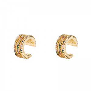 INS ใหม่ในยุโรปและอเมริกาผู้ชายและสตรีหูกระดูกคลิปทองแดงไมโครอินแล้ดสีเซอร์โคเนียมที่เรียบง่ายหูคลิปโดยไม่ต้องเจาะฮิปฮอป...