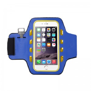 ตัวอย่างฟรีสามารถปรับแต่งเล่นกีฬาไฟ LED สีดำสายรัดแขนโทรศัพท์มือถือกระเป๋าโทรศัพท์