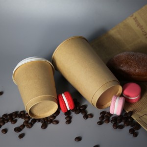 500 มิลลิลิตร PE/PLA ซับกระดาษผนังคู่ถ้วย 16 ออนซ์คราฟท์