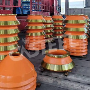 ประสิทธิภาพสูง HP200, HP300 Cone Crusher Bowl Liner, Mantle และแหวนเว้า