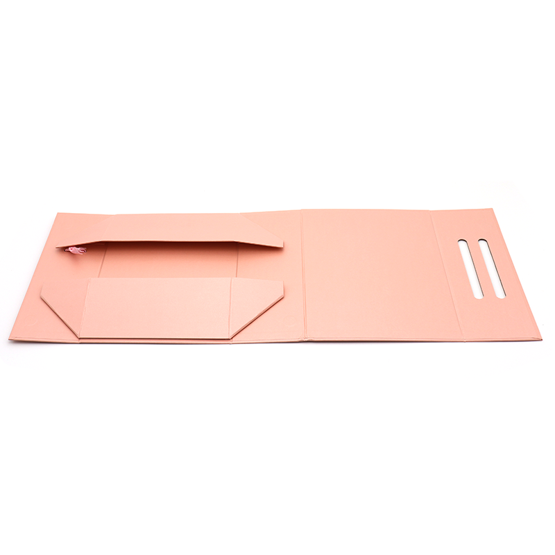 โลโก้ที่กำหนดเองพิมพ์กระดาษพับแพ็คแบนบรรจุภัณฑ์ของขวัญเครื่องสำอางกล่องแม่เหล็กสีชมพูที่มีการจัดการ