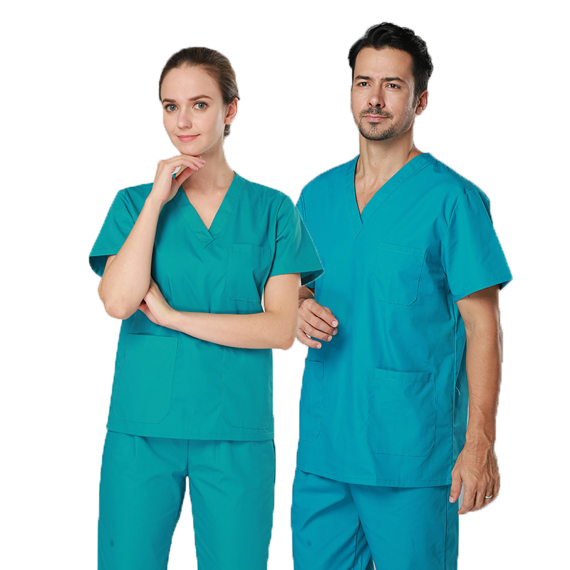 พยาบาลแพทย์ชุดท็อปส์กางเกง Scrub ชุดโลโก้ที่กำหนดเอง