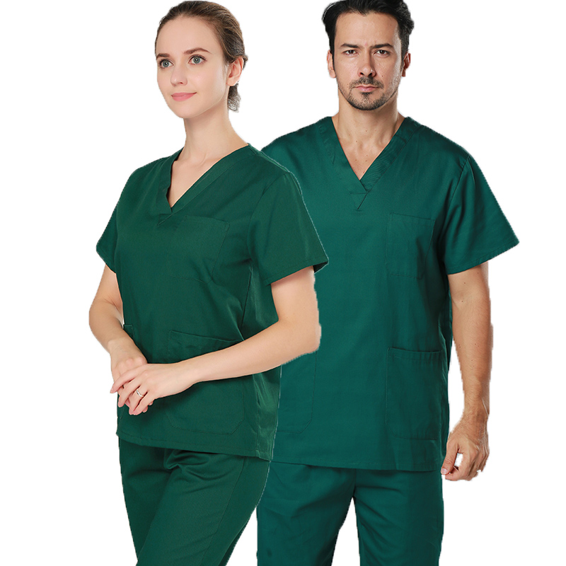 พยาบาลแพทย์ชุดท็อปส์กางเกง Scrub ชุดโลโก้ที่กำหนดเอง