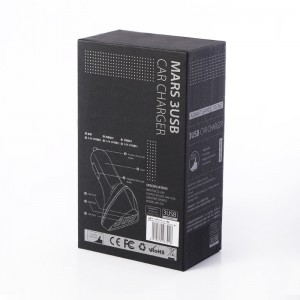 พิมพ์สัตว์เลี้ยงหน้าต่างชาร์จไฟในรถกล่องสาย USB หรูหรากล่องบรรจุภัณฑ์ USB สีดำ