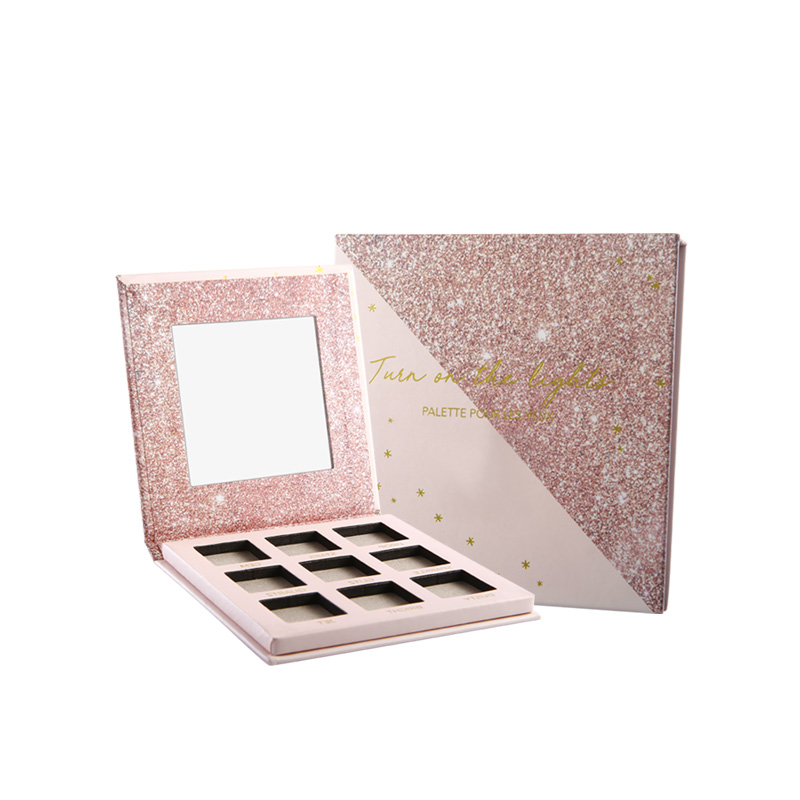 ขายส่งความงาม creations glittering สีชมพูที่กำหนดเองแต่งหน้า palette ฉลากส่วนตัว Makup อายแชโดว์ palette