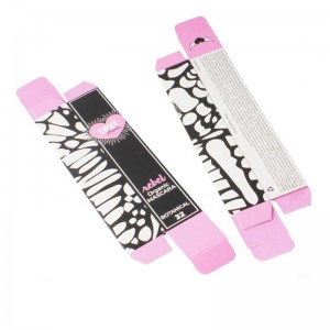 การพิมพ์กล่องขนตากระดาษสีดำและสีชมพู