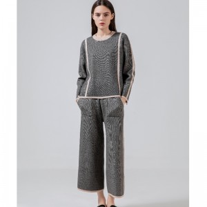 แฟชั่นสบาย ๆ หลากหลายถักชุดผ้าลินินของสองชิ้น 68008#