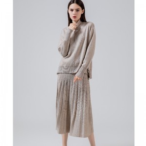 เทรนด์แฟชั่นลำลองอเนกประสงค์ที่ถักกระโปรงจีบชุดสองชิ้น 69022#