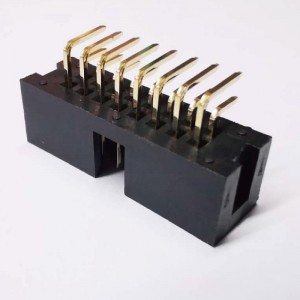 2x8P 2.54mm พิทช์มุมขวากล่องจุ่มกล่องหัวซ็อกเก็ตหญิง