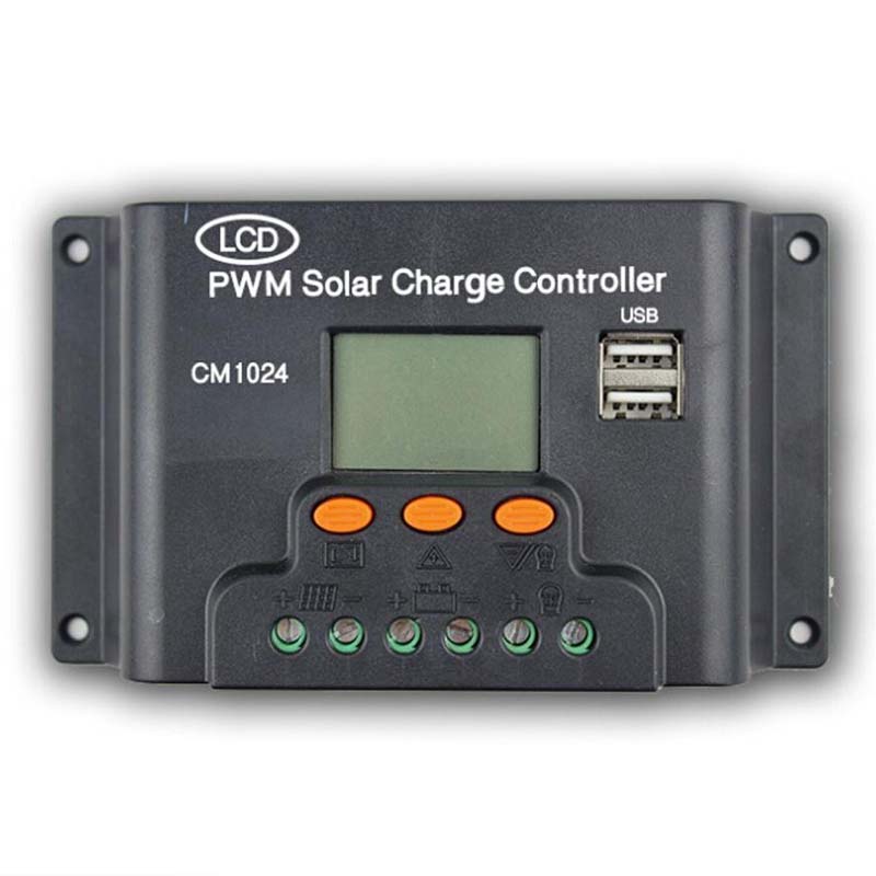 CM1024Z จอแอลซีดีคู่ USB ชาร์จพลังงานแสงอาทิตย์ควบคุม 10A 20A 12 โวลต์/24V อัตโนมัติแผงเซลล์แสงอาทิตย์ควบคุมค่าใช้จ่ายแบตเตอรี่ PWM