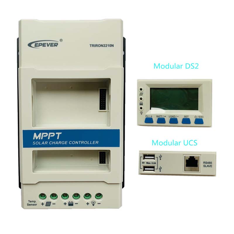 Epever 40A 30A 20A 10A Modular MPPT ควบคุมการประจุพลังงานแสงอาทิตย์ 12V24VDC MAX.100V PV อินพุตจอแสดงผล LCD แผงควบคุมควบคุม