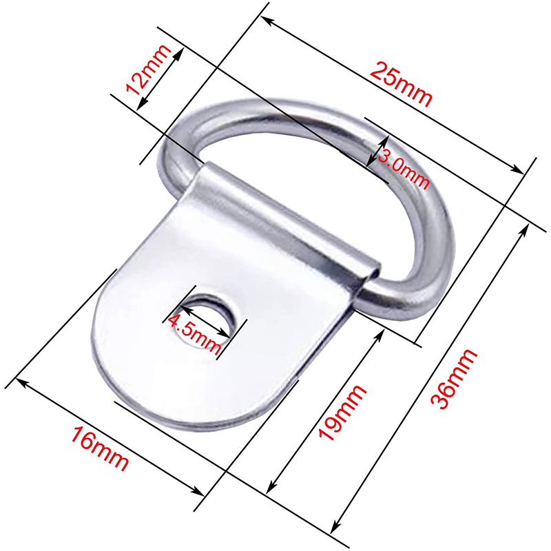 เหล็กขนาดเล็ก D-ring Tie Downs, D Rings Anchor Lashing Ring สำหรับโหลดบน Case Truck รถพ่วงบรรทุกสินค้า RV เรือ