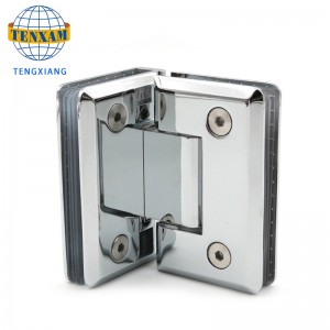 90 องศาแสดงบานพับประตูกระจกสแตนเลสห้องน้ำหนีบ