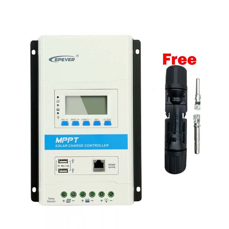 Epever 40A 30A 20A 10A Modular MPPT ควบคุมการประจุพลังงานแสงอาทิตย์ 12V24VDC MAX.100V PV อินพุตจอแสดงผล LCD แผงควบคุมควบคุม