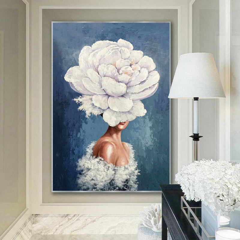 ตกแต่งบ้านมือวาดที่ทันสมัยนามธรรมผนังศิลปะดอกไม้รูปผ้าใบภาพวาดสีน้ำมันสำหรับห้องนั่งเล่น