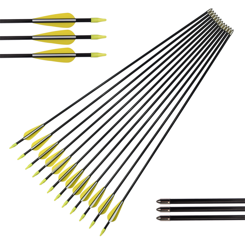 ELONG กลางแจ้ง 110010 ID5mm 30 นิ้วไฟเบอร์กลาสลูกศร TPU Vanes ยิงธนูการฝึกยิง