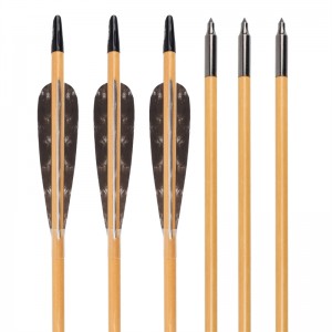 ELONG กลางแจ้ง 117025-01 OD8MM 32 นิ้วไม้ลูกศรยิงธนูยิงธนูแบบดั้งเดิม