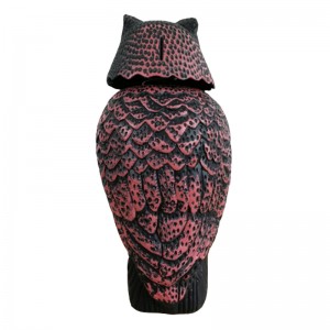 นกที่สมจริงกลัวพลาสติกนกฮูกหุ่นไล่กาที่มีการหมุนหัวและเสียงสำหรับสวนหลานกขับไล่การควบคุมศัตรูพืชกลางแจ้ง