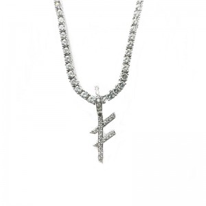 เครื่องประดับที่มีคุณภาพสูงที่กำหนดเองชื่อเงินตัวอักษรสร้อยคอจี้เสน่ห์ด้วยเงินเทนนิสโซ่